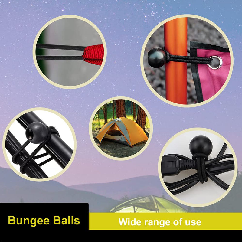 NODG 24 Pieces Ball Bungee 4,6,9 Inch Black Bungee Balls Heavy Duty Tarp Ball Bungee Cords Elastic String 4mm Thickness Tarp & Canopy Shock Cords for Camping, Tents, Cargo, Holding Wire - NewNest Australia