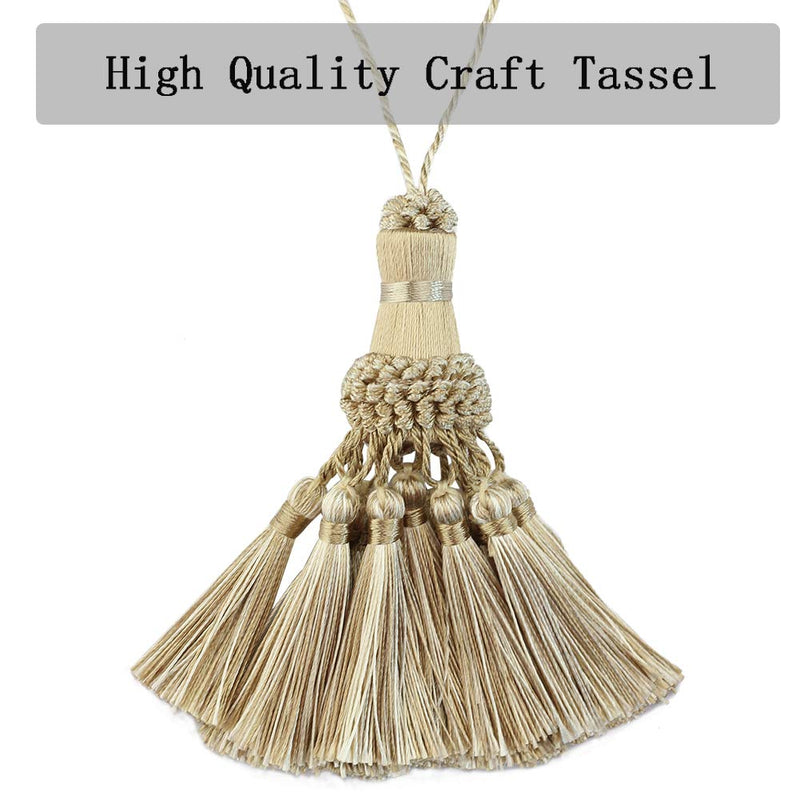 BEL AVENIR Set of 4 Tassel for Craft Elegant Polyester Tassels for Pillow Key Tassel DIY Accessories for Curtain and Home Decor- Beige 4 Pack - NewNest Australia