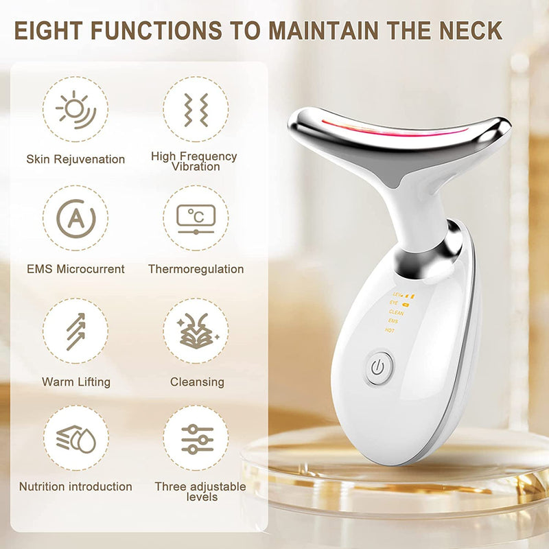 Coobes Electric Facial Massager Anti-Wrinkle, Neck Face Firming Device, Face Against Wrinkles Beauty Meter, Ems Facial Care Device Anti-Wrinkle Device For Women. (3 Color Led Modes) 3 Color Led Modes - NewNest Australia