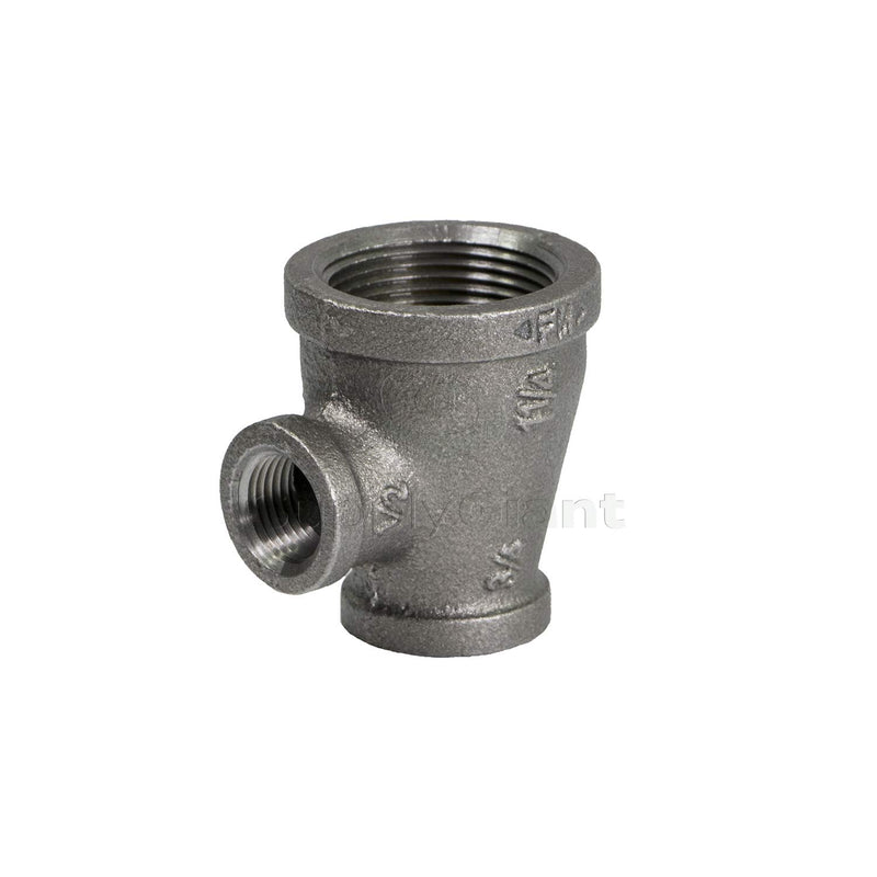 Supply Giant CNSU360I Black Malleable Three Size Reducing Tee with Female Threaded Fitting 1-1/4 in. x 3/4 in. x 1/2 in. - NewNest Australia