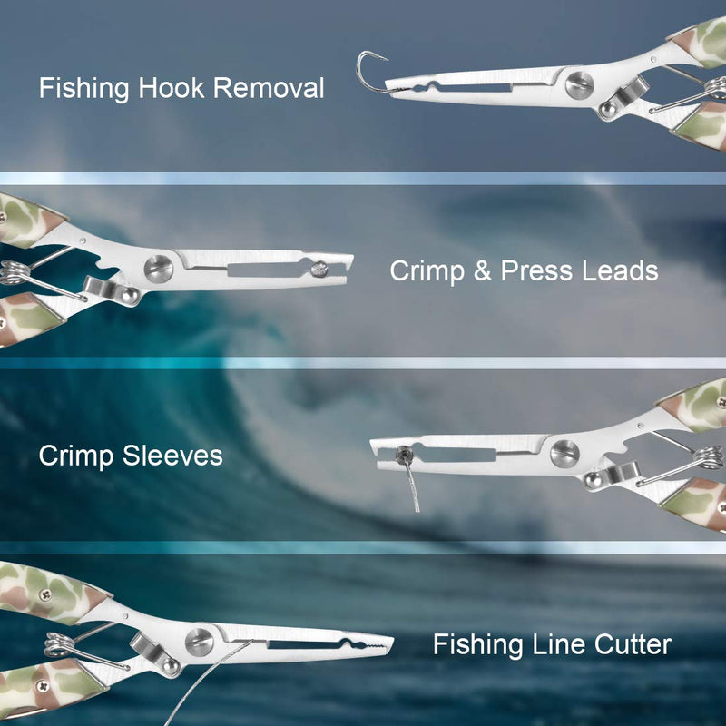 SAWKIT Portable Fishing Pliers,Fish Hook Remover,Stainless Steel Line Cutter Curved Nose Remove Hook Fishing Tackle Tool with Nylon Sheath Fishing Plyers Fishing Gear Set - NewNest Australia