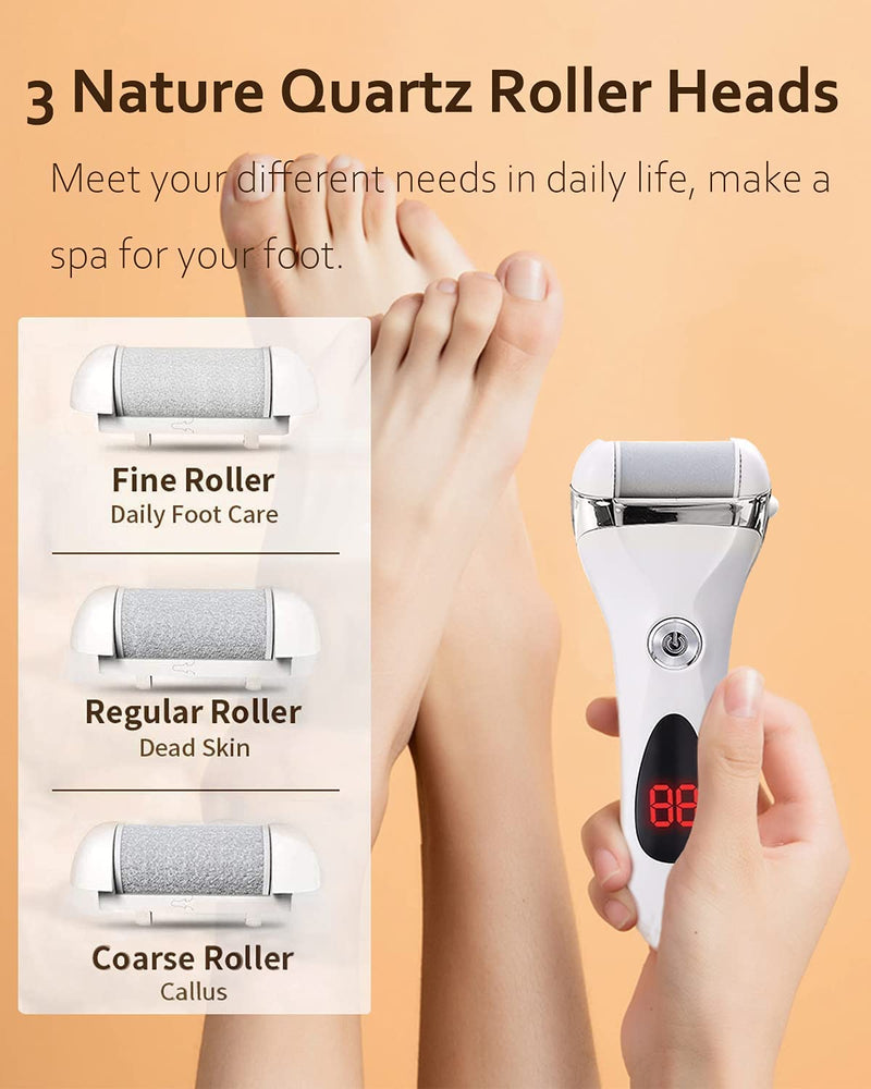 Jooayou Foot File Electric for Hard Skin, USB Rechargeable Waterproof Foot Scrub Callus Remover [with 3 Pumice Stone Rollers & 10 in 1 Foot Scraper Set] Foot Care Tool for Dry Dead Cracked Heel Black - NewNest Australia