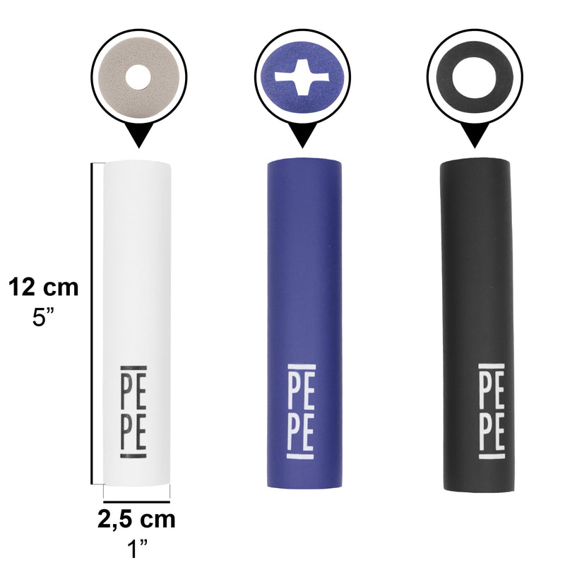 Pepe - Foam Grip Tubing Handle Grips (x6 Units, 3 Different Shapes), Foam Tubing for Utensil Handles 5" Length, Arthritis Cuttlery Grips, Foam Grip for Fork, Foam Tubes Colors Black, White, Blue - NewNest Australia