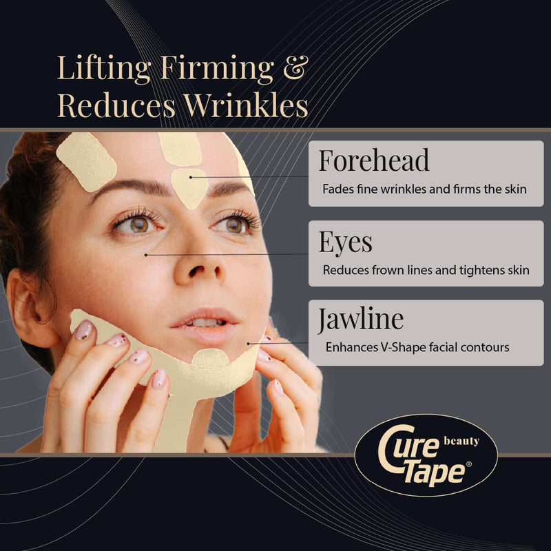 CureTape® Beauty Kinesiology Tape (5cm x 5 m) | Beauty tape for face | Face Lift Tape | Facial tape for sensitive skin | Medically Approved | Soft on the skin - NewNest Australia
