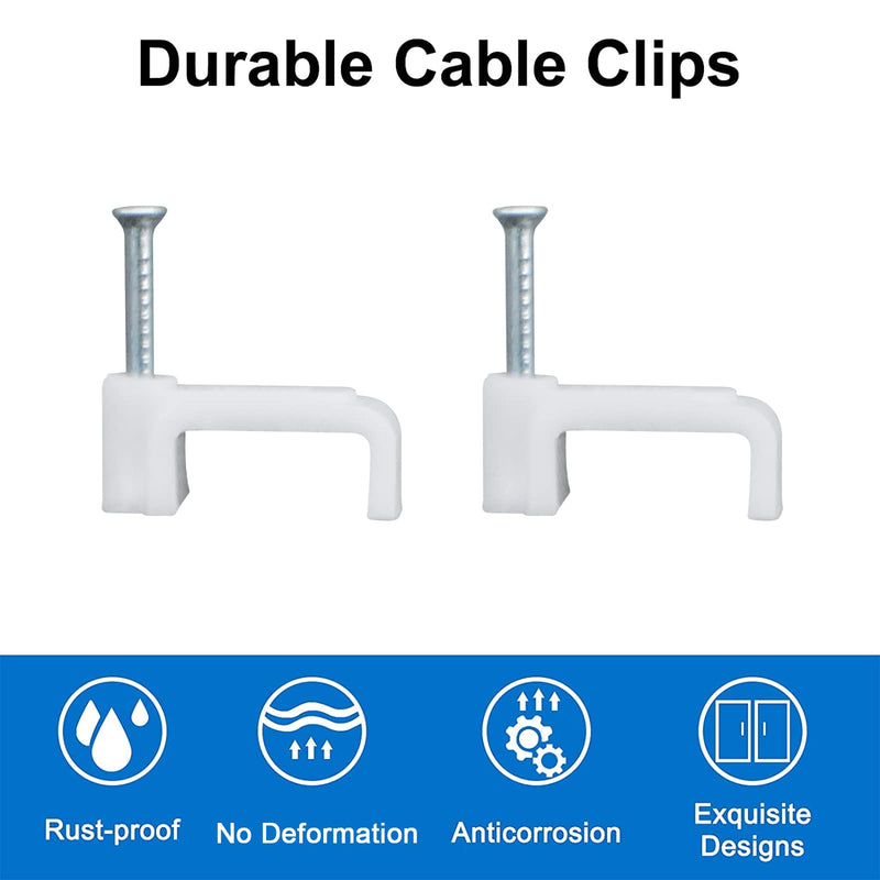 INCREWAY 200Pcs 12mm Flat Cable Wire Clips Cable Staples Cord Holder Wire Management, White - NewNest Australia