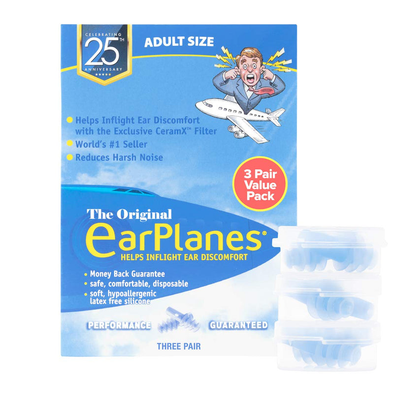 New Super Soft Adult EarPlanes® Ear Plugs Airplane Travel Ear Protection 3 Pair - NewNest Australia