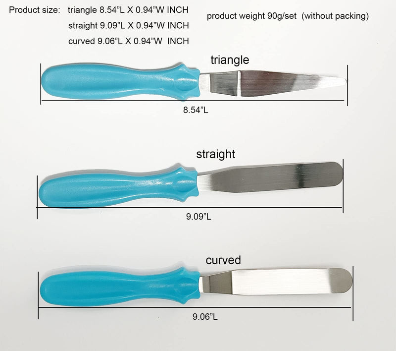 halteoly Icing Spatula , Small Baking Spatulas Set with Straight4-5/8",Offset 4-1/2",Tapered 4-1/8" Stainless Steel Blade,Angled Cake Decorating Frosting Spatulas Set of 3 Black - NewNest Australia