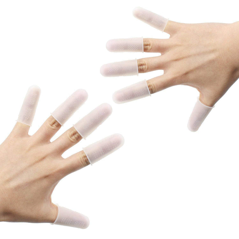 Qulable 10 Pieces Silicone Finger,Finger Protector, Finger Sleeves Great for Glue/Craft/Sewist/Wax/Rosin/Resin/Honey/Adhesives/Finger Cracking/Sport Games (White) white - NewNest Australia