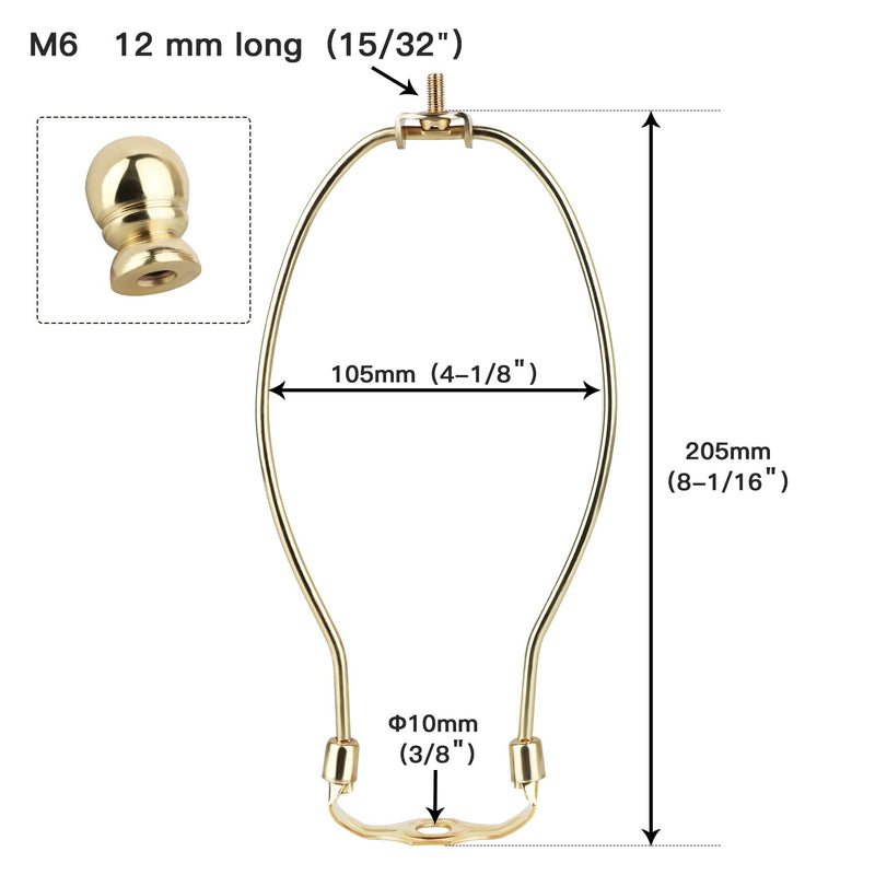 8 Inch Lamp Harp Holder, DIY Lighting Accessories with Saddle and Solid Metal Finial Horn Frame Lampshade Bracket for Table/Floor Lamps Fitting (Gold - 2Pcs) Gold 8inch - 2Pcs - NewNest Australia