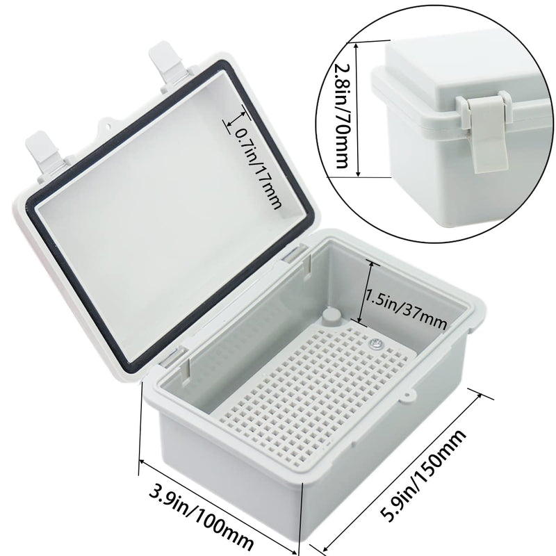 Otdorpatio Junction Box, Hinged Cover IP67 Waterproof ABS Project Box with 2 NPT 1/4" Cable Gland, Electrical Box Enclosure with Mounting Plate & Wall Bracket 5.9 x 3.9 x 2.8inch(150x100x70mm) 5.9"x3.9"x2.8“(Grey Cover) - NewNest Australia