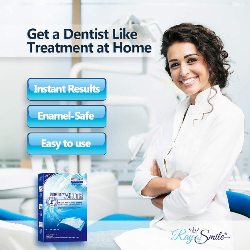 Lovely Smile - 28 Teeth Whitening Strips - Sensitivity Free - Express - Whiter Teeth in 1 Hour - Enamel Safe White Strips by Ray of Smile - NewNest Australia