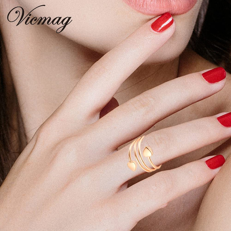 Vicmag 2PCS Magnetic Copper Rings for Women Magnet Copper Rings with 3500 Gauss Magnets 100% Solid Pure Copper Adjustable with Jewelry Gift Box (Love Heart) A Rose Gold - NewNest Australia