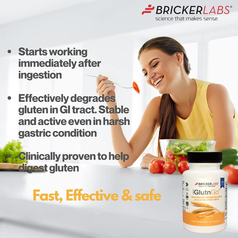 Bricker Labs Glutngo with Tolerase G 100mg, 90ct | Clinically Proven to Help Digest Gluten | Fast, Effective & Safe digestive supplement - NewNest Australia