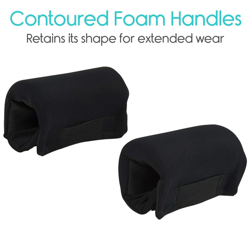 Walker Padded Hand Grip Covers, 1 Pair Mobility Aid Hand Cushion, Non-Slip Breathable Soft Cushion Padding for Folding Rolling Wheelchair, Rollator Handle, Crutch Handle Black - NewNest Australia