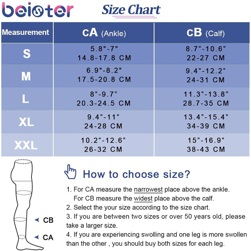 Beister Medical Compression Stockings Women Men 20-30 mmHg Closed Toe Support Stockings Graduated Support for Varicose Veins, Edema, Pregnancy M Black - NewNest Australia