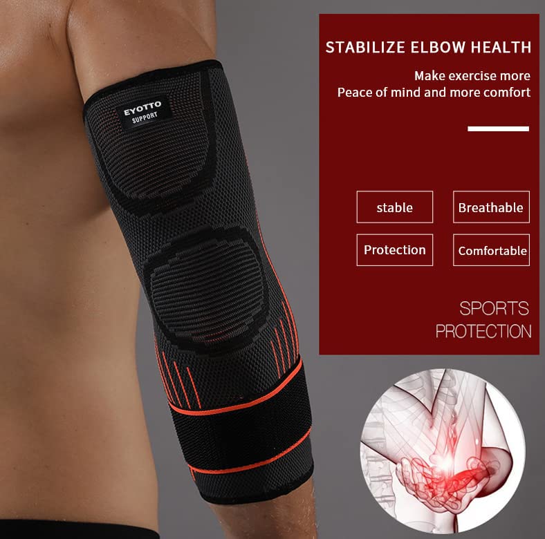 Eyotto Elbow Support With Strap, Compression Cuff Adjustable For Men And Women, Arm Support For Workouts, Basketball, Golf, Tennis, Weightlifting, Pain Relief, Tendonitis, Arthritis - NewNest Australia