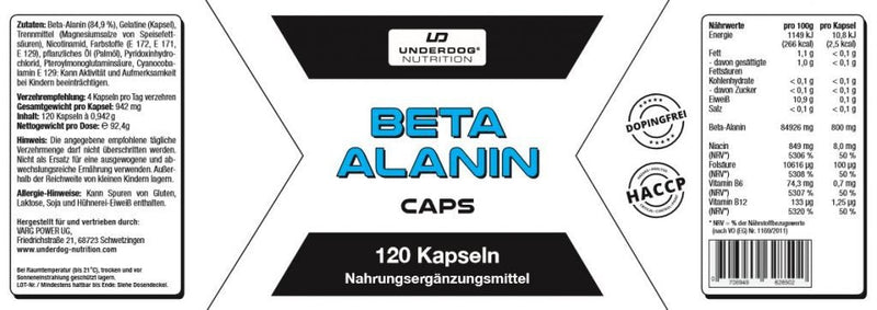 Beta Alanine High-quality capsules for training training booster 120 capsules - NewNest Australia
