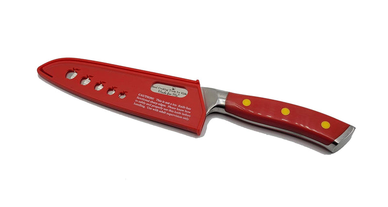 NewNest Australia - Advanced Junior Chef's Knife for Kids - (Red) REG. $34.95 NEW! - Full Tang, Tapered Demi-Bolster Design, German Stainless Steel - Progressive Cooking Tools for Young Chefs and Children! Advanced Jr. Chef's Knife - RED 