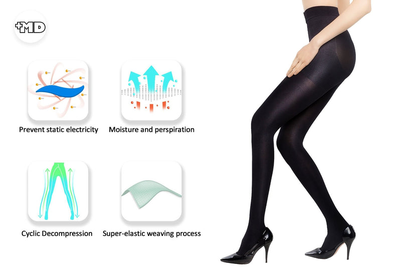 +MD 15-20mmHg Women's Graduated Compression Pantyhose Medical Quality Ladies Support Stocking Blacks Small-Medium Black - NewNest Australia