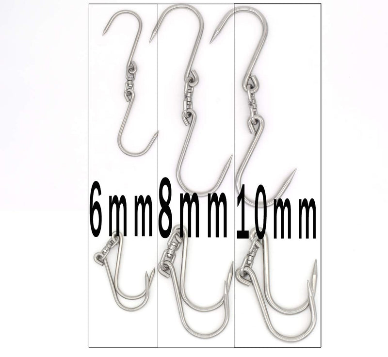 NewNest Australia - Alele Swiveling Meat Hooks Heavy Duty Stainless Steel Processing Butcher Hooks Fish Hunting Carcass Hanging Hook Pack of 4 (10 inch 6mm Swiveling Meat Hook) 10 Inch 6mm Swiveling Meat Hook 