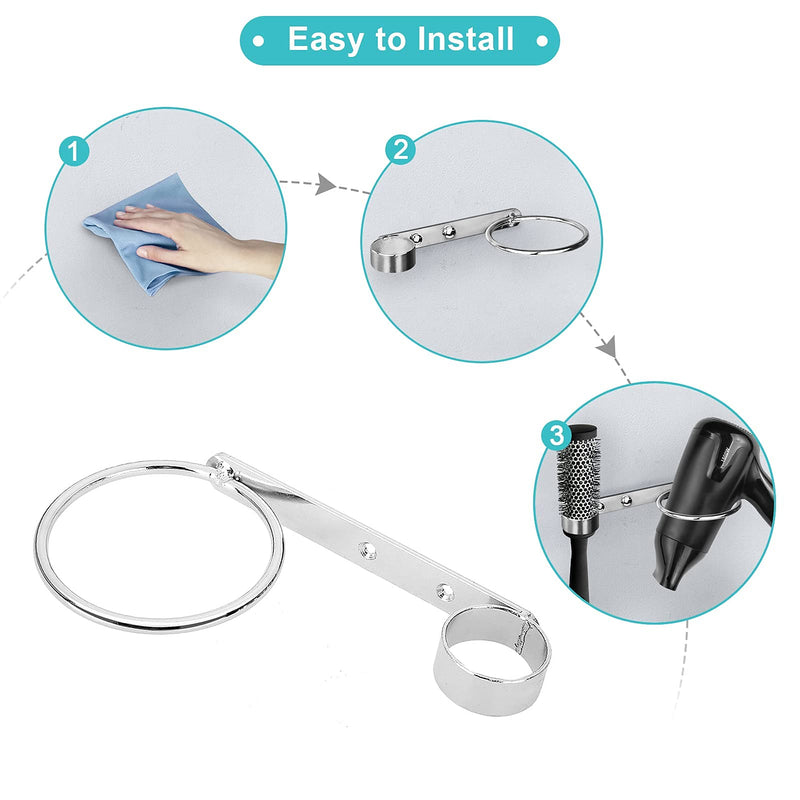 Hairdryer Holder Wall Mounted, Stainless Shelf Hanging Rack Hairdryer Holder Station Stand Hairdryers & Tongs Rack for Salon Bathroom Washroom Wall Fitting Punch Installation with Comb Hole - NewNest Australia