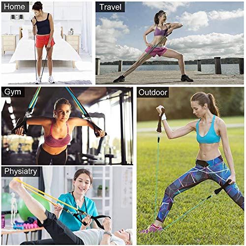 Nature Therapy Home Fitness Accessory Resistance Tube Resistant Bands Set (11 PCS) With Carrying Bag Muscle Building Strength Training Yoga Pull Rope Home Gym Equipment - NewNest Australia
