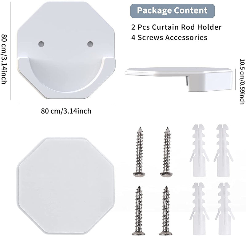 Adhesive Shower Curtain Rod Tension Holder,Shower Rod Holder, Shower Curtain Rod Holder for Wall,Rod Retainer,Shower Rod Mount Retainer | No Drilling | Stick On | 2 Pack(Shower Curtain Rod Not Included) Polygon white - NewNest Australia