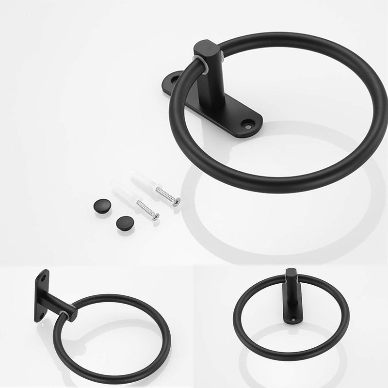 Black Towel Ring Bathroom Towel Ring Space Aluminum Steel Simple Round Towel Racks , Matte Black - NewNest Australia