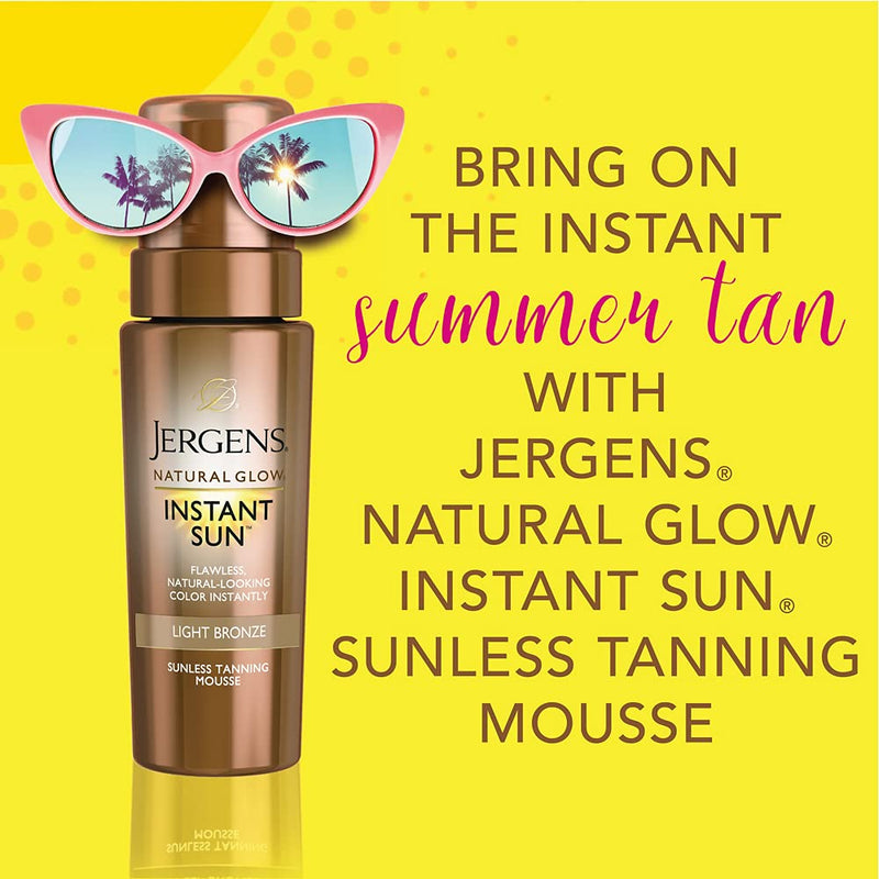 Jergens Natural Glow Instant Sun Sunless Tanning Mousse for Body, Light Bronze, 6 Ounces - NewNest Australia