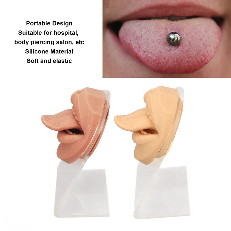 Pack Of 2 Silicone Mouth Tongue Model, 3D Simulated Piercing Model With Stand, Flexible False Mouth Model With Tongue For Piercing Practice Educational Display - NewNest Australia