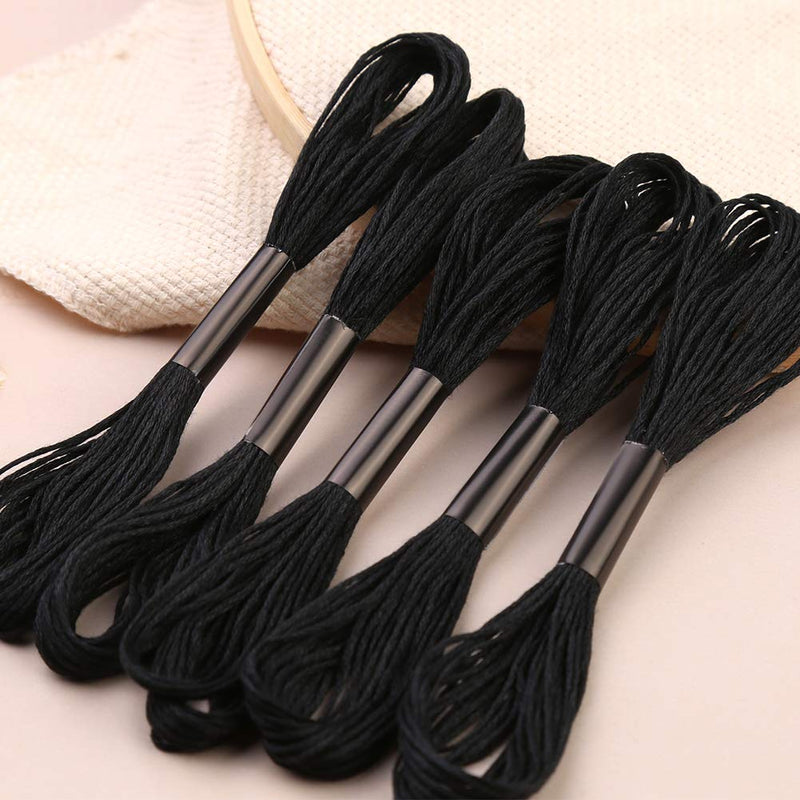 10 Skeins Cross Floss Stitch Thread, 8m Cotton Embroidery Floss-Cross Stitch Thread, Embroidery Thread Floss Set, Stitch Threads Polyester Thread Friendship Bracelets Thread Black-1 - NewNest Australia