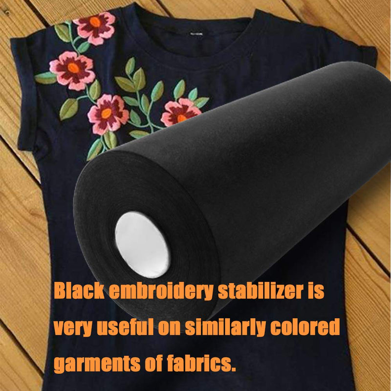 New brothread Black Cut Away Machine Embroidery Stabilizer Backing 12" x 25Yd roll - Medium Weight 2.5 oz - 2 Options - Tear Away/Cut Away Cutaway - NewNest Australia