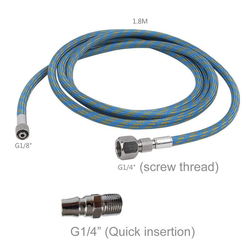 SuperMore 6-Ft Braided Airbrush Air Hose Standard 1/8" - 1/4" Adapter Suit for Airbursh Kit 3 in 1 - NewNest Australia