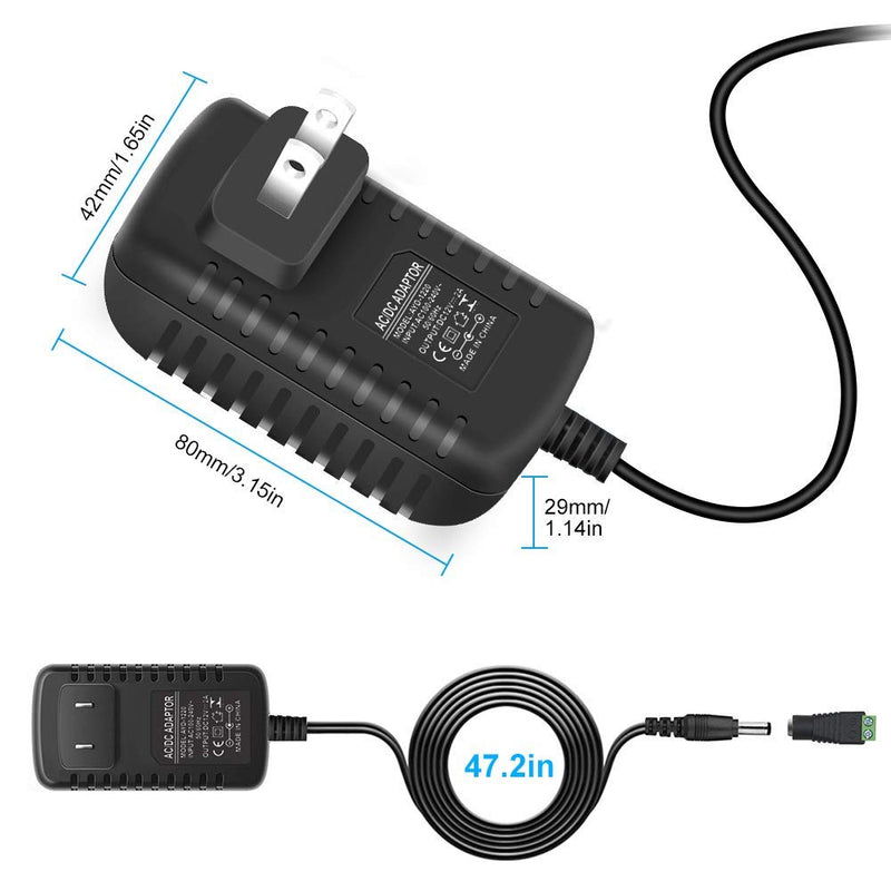 12V 2A LED Power Supply, 24W AC Adapter, 100-240V AC to 12V DC Transformer for LED Strip Lights, Wall Plug Power Adapter with 5.5/2.1 DC Female Barrel Connector (2 Pack) 2 Pack - NewNest Australia