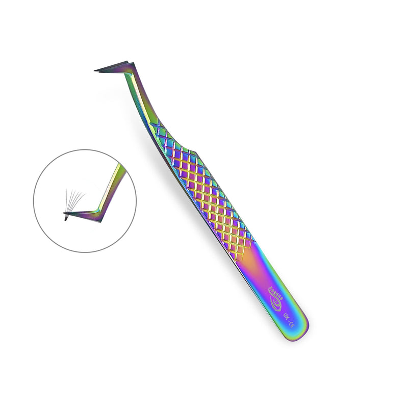 ZAMAHA UK Lash Eyelash Extension Tweezers Set of 5, Japanese Stainless Steel Tools Straight Curved 45 90 Degree Angled Tip, Volume Tweezers Precision (Rainbow Multi) - NewNest Australia