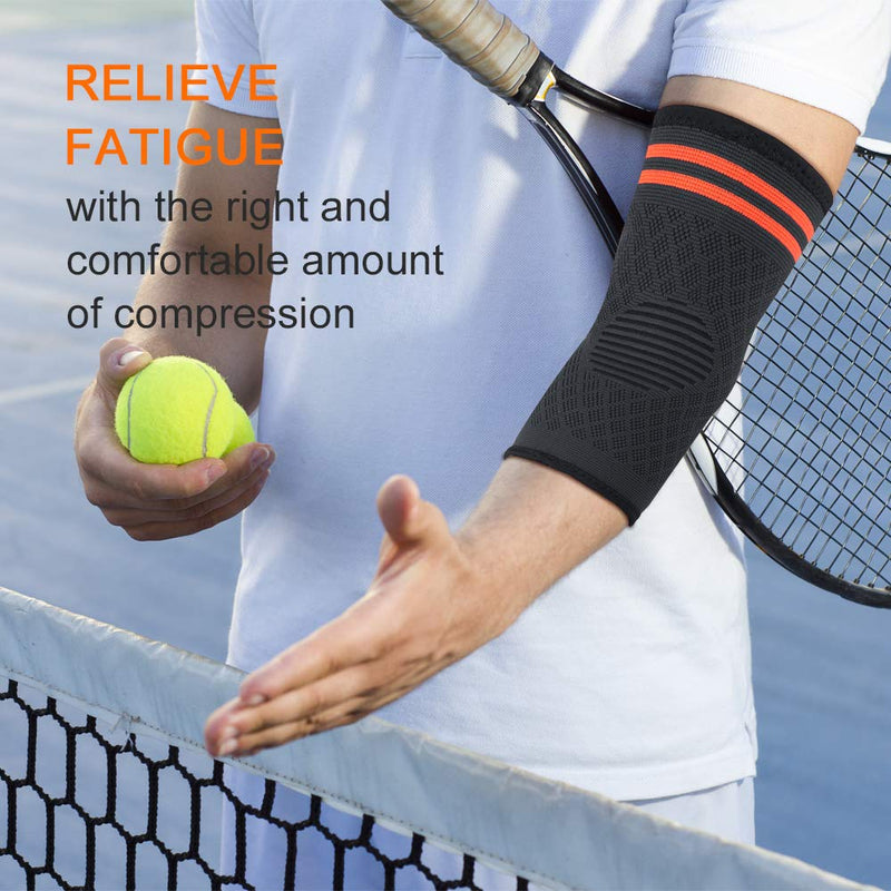 CAMBIVO Elbow Support Brace for Men & Women 2 Pack, Tennis Elbow Support Strap & Anti-slip Elbow Sleeves for Weightlifting, Arm Support, Golfers Elbow, Tennis Elbow, Tendonitis XS Orange Pair - NewNest Australia