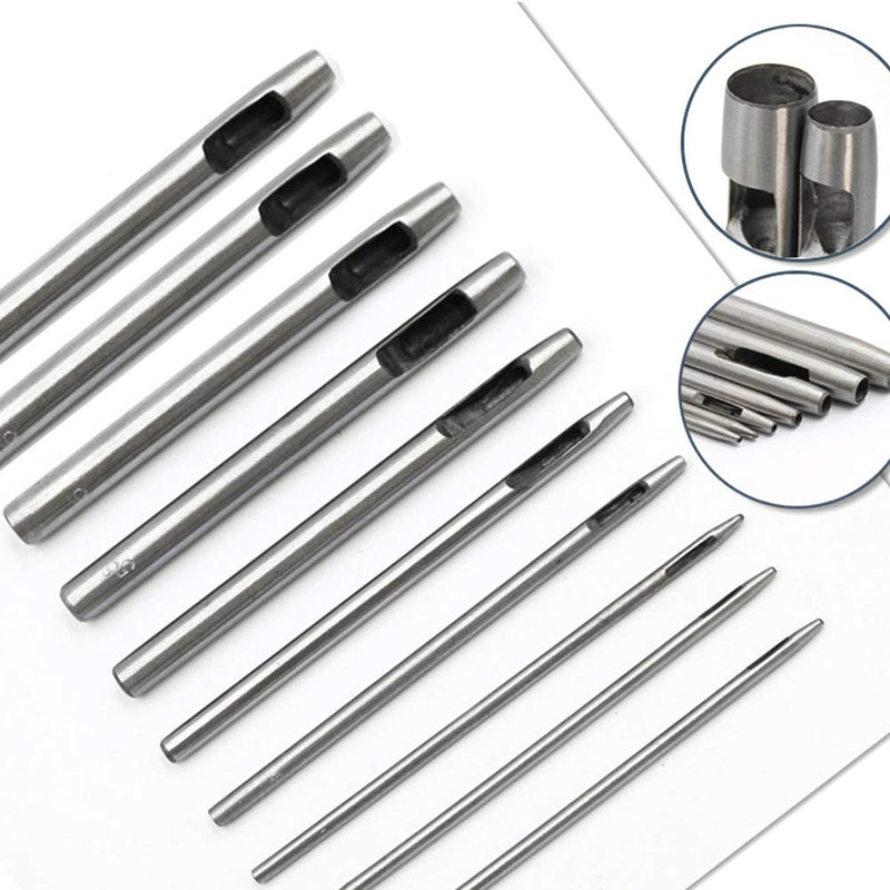 10 Pcs Leather Hole Punch Cutter 0.5mm-3.5mm Hollow Punch Set for Leather Crafting Round Hollow Tools for Watch Bands Belts Canvas Paper Rubber Soft Material Working - NewNest Australia