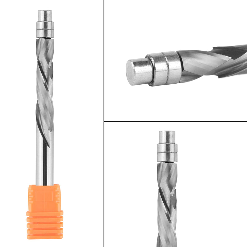 SpeTool 1/4 Shank Pattern Router Bit Extra Long Compression Spiral Flush Trim Router Bearing Bit 1-1/8 Inch Cutting Length, 3 inch OVL Up&Down Woodwork Great for Trim Shelf Edging Veneer or Laminates COMPRESSION-1/4" - NewNest Australia