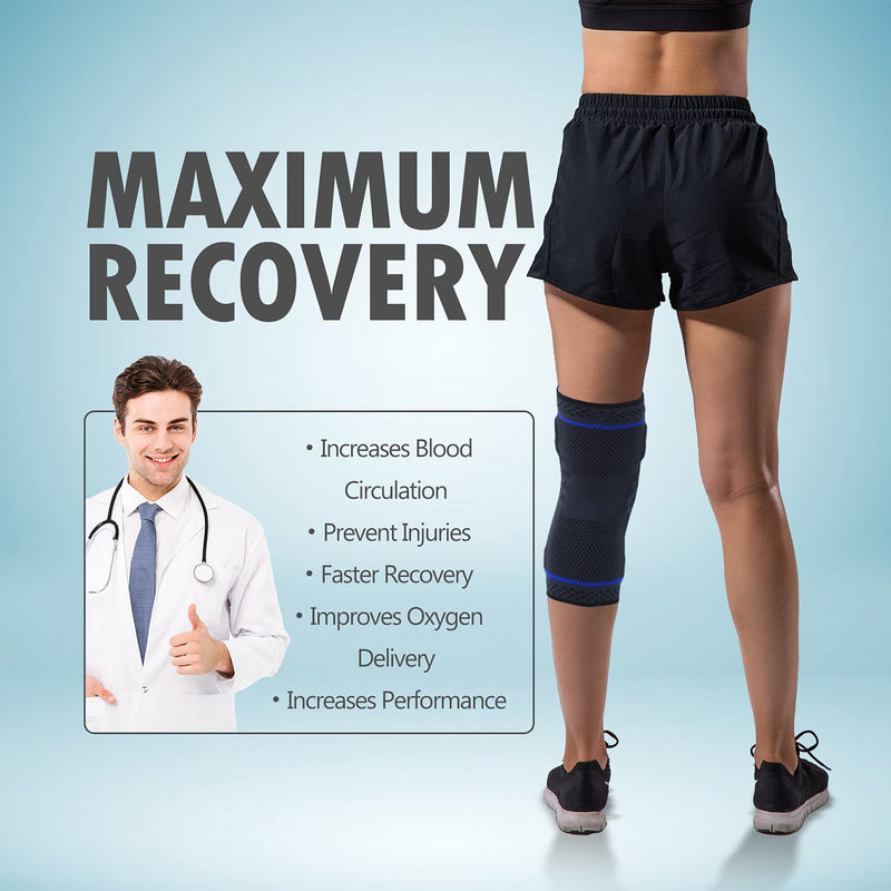 Professional Knee Brace Compression Sleeve - Best Knee Braces for Men Women, Medical Grade Knee Support Protector for Running, Meniscus Tear, Arthritis, Joint Pain Relief, Sports Injury Recovery N2/Dark Grey 3XL - NewNest Australia