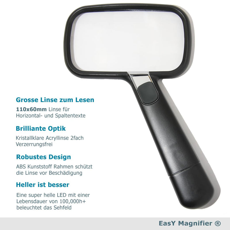 Easy Magnifier Large Magnifying Glass Double With Led Light, Reading Magnifier, Illuminated Magnifying Glass For Reading, Hand Magnifying Glass As Reading Aid And Gift For Seniors - NewNest Australia