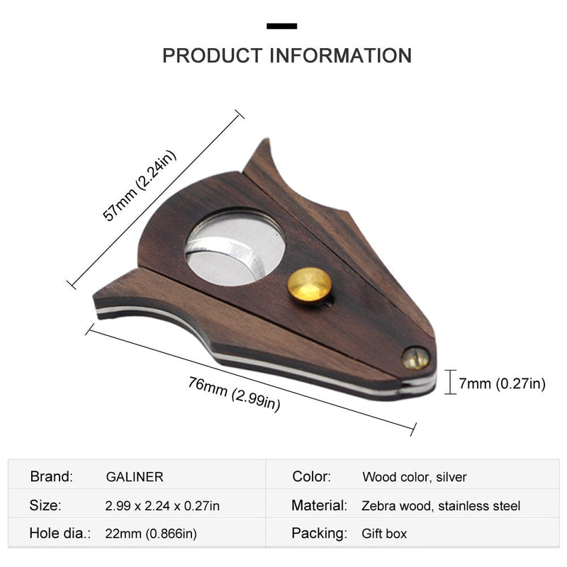 GALINER Cigar Cutter Lock System Wood Stainless Steel Double Cut Blade Cigar Guillotine in Gift Box - NewNest Australia