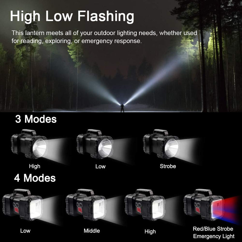 AlpsWolf Rechargeable Flashlight, LED Spotlight Flashlight 10000mAh 1200LM 20h Ultra-long Standby 3+4 Lights Modes Camping Flashlight Waterproof with USB Output as a Power Bank and Camping Accessories Small - NewNest Australia