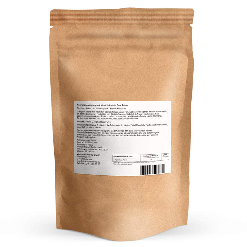 L-Arginine Base Powder 1 Kg (2 X 500 G) ‚ Vegetable By Fermentation ‚ Vegan, Pure, Gluten Free ‚ Lactose Free ‚ Pure L-Arginine Powder ‚ No Additives And Additives - NewNest Australia