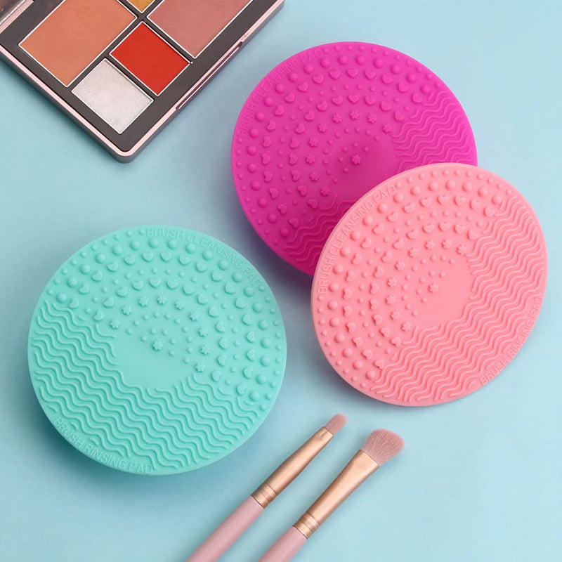 2 Pcs Makeup Brush Cleaner Mats Silicone Cosmetic Brush Cleaning Pads Makeup Brush Scrubber Mats Brush Washing Tool with Suction Cup for Foundation Face Powder Eye Shadow Eyeliner Eyebrow Brushes - NewNest Australia