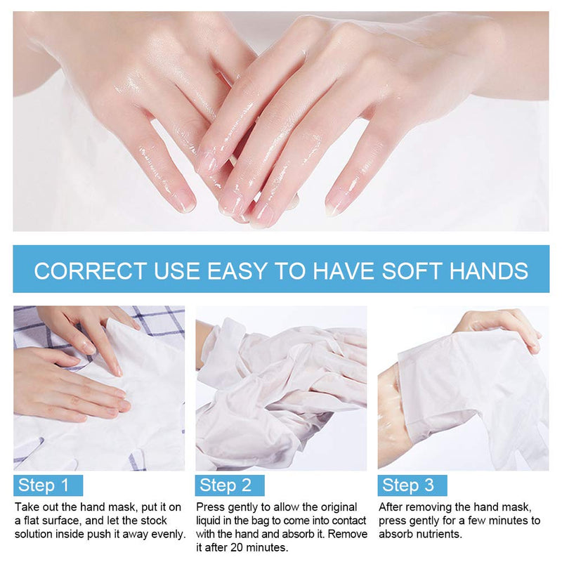 5 Pairs Hands Moisturizing Gloves, Hand Skin Repair Renew Mask w/Infused Collagen, Moisture Enhancing Gloves for Dry, Aging, Cracked Hands(Milk) - NewNest Australia