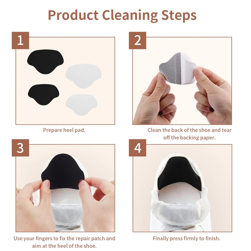 20 Pairs of Sneaker Repair Patch, Shoe Heel Repair Patch, Heel Protection for Shoes, Heel Pad Trainers, for Too Large Shoes (Black + White) - NewNest Australia