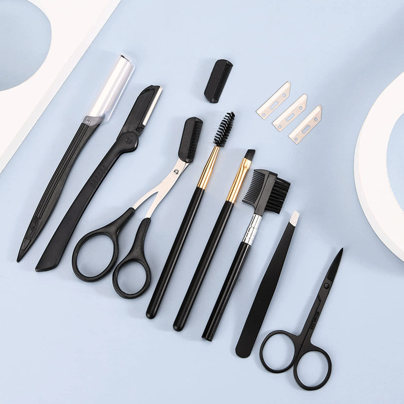 12 in 1 Eyebrow Trimmer Kit Eye Brow Scissors, Eyebrow Razor, Eyebrow Comb, Eyebrow Comb Scissor, Eyebrow Brush,Folding Eyebrow Knife, Scissors Razor, Eyebrow Trimmer, Tweezers. - NewNest Australia