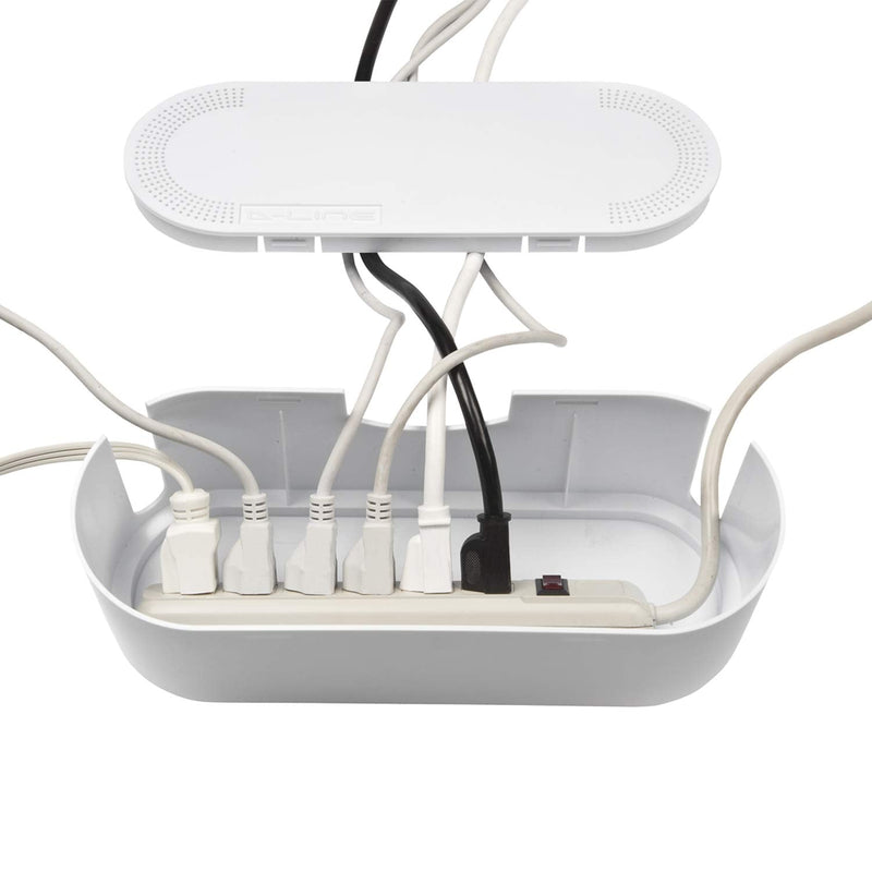 D-Line Cable Management Box, Cord Organizer Box to Hide & Conceal Power Strips, Desk Cable Management Solution, Made from Electrically Safe ABS Material - 12.75" (L) x 5" (W) 4.5" (H) - White Small - NewNest Australia