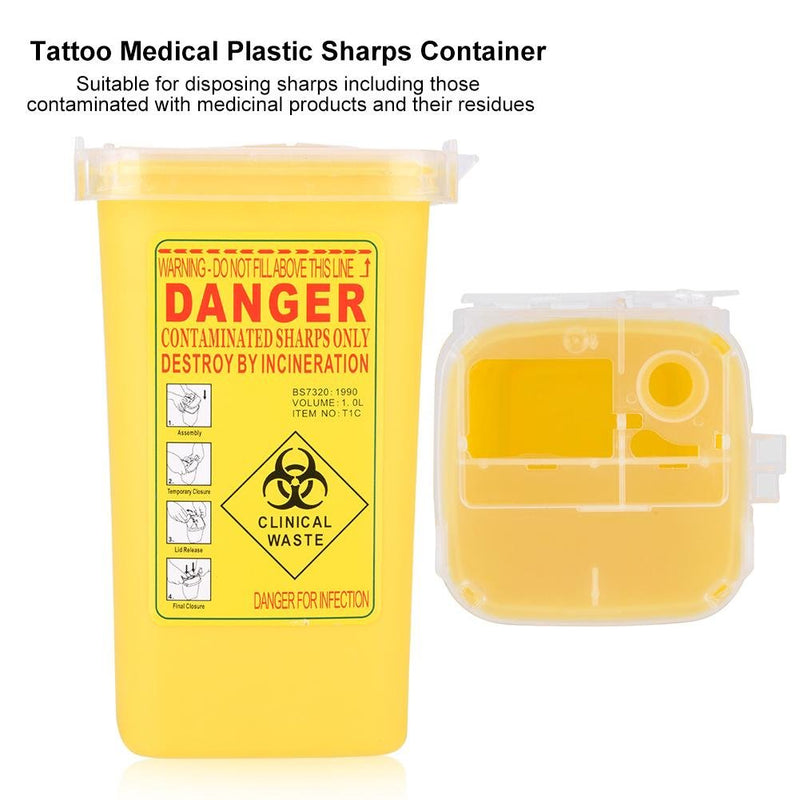 Needle Disposal Container, Cannula Drop Container, 1 Liter Medical Plastic Sharps Container, Tattoo Needles Disposal Mini Waste Box, Waste Box Waste Bin For Medical Waste (Yellow) - NewNest Australia