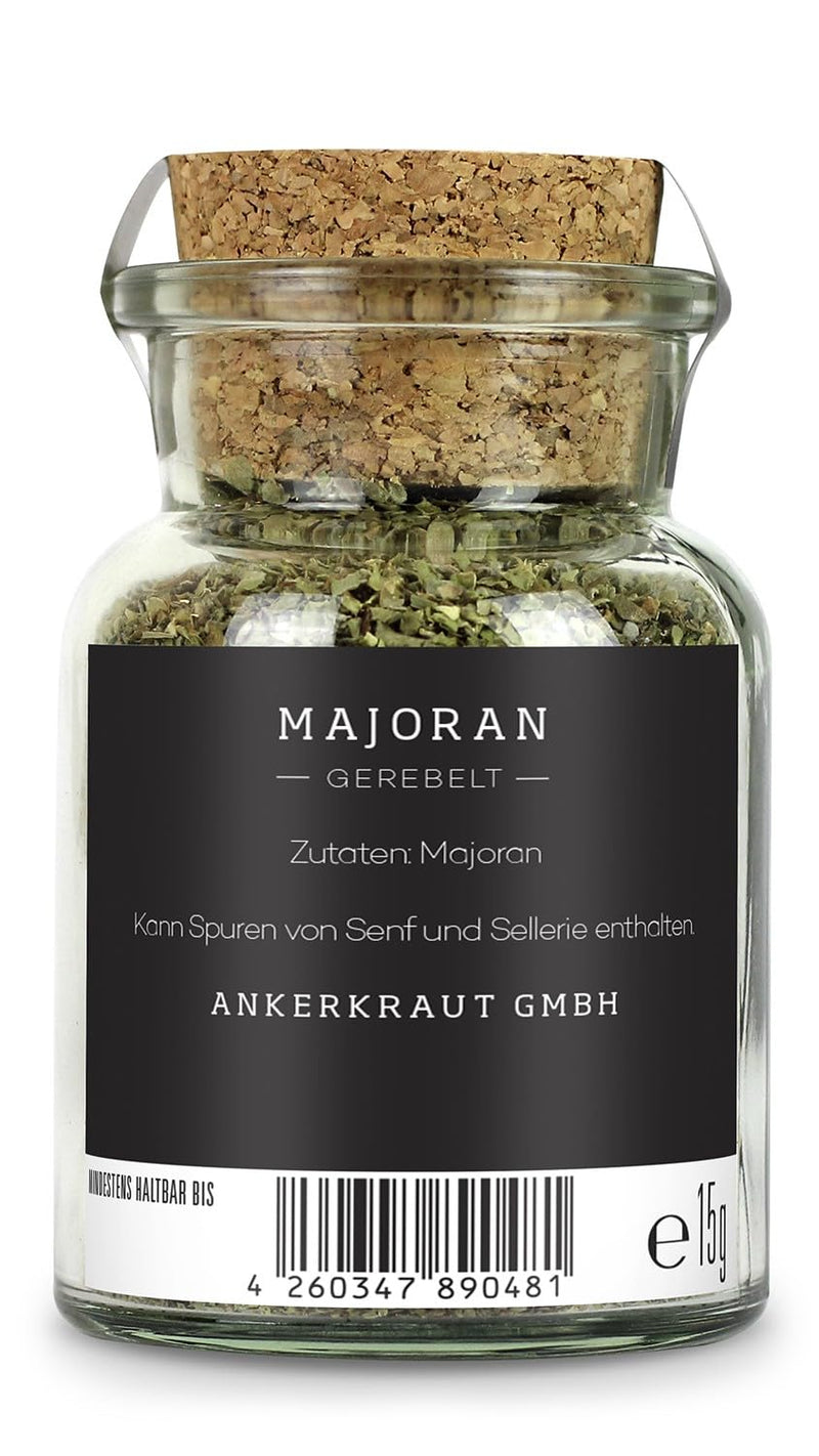 Anchor herb marjoram, spice, rubbed, 15g in a cork glass - NewNest Australia